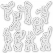 Niedliche Tanzskelette Aufkleber (Vorderseite)