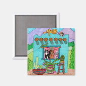 Niedliche Taos Aqua Adobe House Katzen Whimsikum Magnet (Vorderseite/Rückseite)