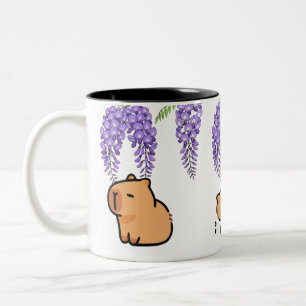 Niedliche Tasse Capybara und Wisteria Blume   anmu