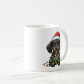 Niedliche Tasse der Weihnachtsschwarzen Dackel (VorderseiteRechts)