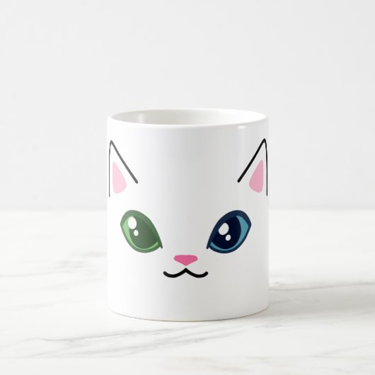 Niedliche Tasse der Weißen Katze Heterochromie (Mittel)