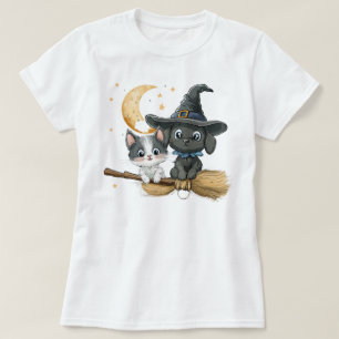 Niedliche Tasse Halloween Cat and Hund T-Shirt