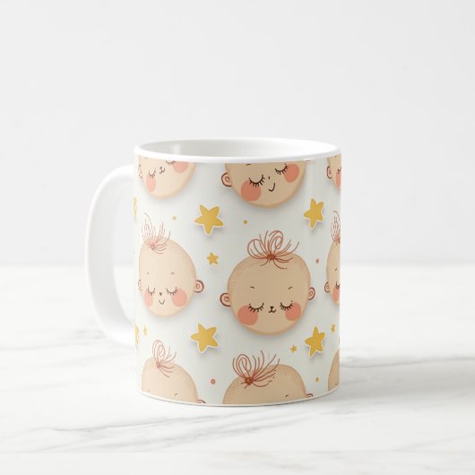 Niedliche Tasse mit Babygesichtern (Vorderseite Links)