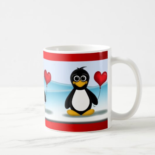 Niedliche Tasse Penguin-Herz-Ballonvalentines (Rechts)