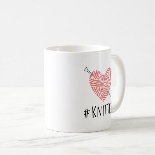 Niedliche Tasse, Strickende Tasse, Strickgeschenk Kaffeetasse (VorderseiteRechts)