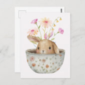 niedliche Tasse Tee mit Blume Postkarte (Vorne/Hinten)