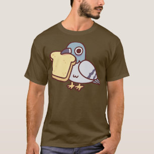 Niedliche Taube mit Brot in Beak T-Shirt