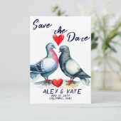 Niedliche Tauben Hochzeit Sichern Sie den Termin A Save The Date (Stehend Vorderseite)