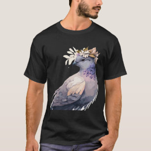 Niedliche Taubenvögel Blume Kronenvögel T-Shirt