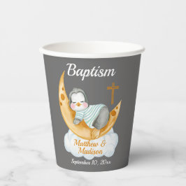 Niedliche Taufe Baby Pinguin und Moon Paper Cups Pappbecher