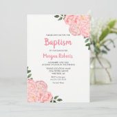 Niedliche Taufe der Rosenmädchen - Einladung (Stehend Vorderseite)