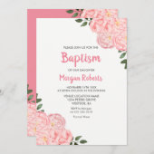Niedliche Taufe der Rosenmädchen - Einladung (Vorne/Hinten)