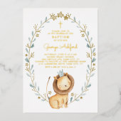 Niedliche Taufe für den Löwenbrunnen Folieneinladung (Vorderseite)