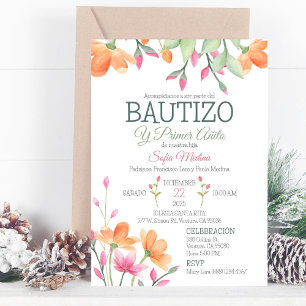 Niedliche Taufe und erste Blume zum Geburtstag Einladung