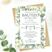 Niedliche Taufe und Grüne Blätter zum ersten Gebur Einladung