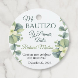 Niedliche Taufe und Grüne Blätter zum ersten Gebur Geschenkanhänger