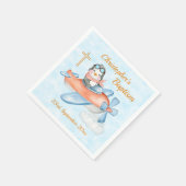 Niedliche Taufe Watercolor Baby Penguin Flugzeug Serviette (Ecke)
