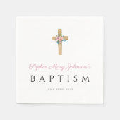 Niedliche Taufe zwischen religiösen und rosa Bläsc Serviette (Vorderseite)