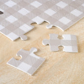 Niedliche Taupe Beige Schwangerschaft Ankündigung  Puzzle (Seite)