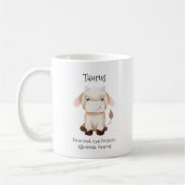 Niedliche Taurus Bull Wasserfarbe Zodiac Eigenscha Kaffeetasse (Links)