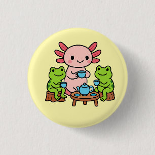 Niedliche Tea Time mit Freunden Schaltfläche Button