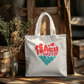 Niedliche Teach mit Heart Red Blue Typografie Totb Tragetasche