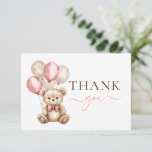 Niedliche Teddy Bar Balloons   Blue Boy Baby Dusch Dankeskarte