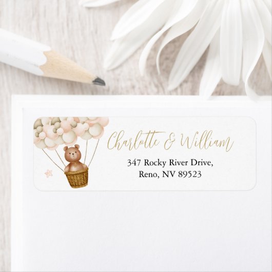 Niedliche Teddy Bar Balloons Rücksendeadresse (Insitu)