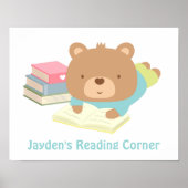 Niedliche Teddy Bar Books Reading Corner Poster (Vorne)