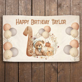 Niedliche Teddy Bar Fall Pumpkins Bear 1. Geburtst Banner