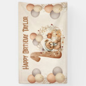 Niedliche Teddy Bar Fall Pumpkins Bear 1. Geburtst Banner (Vertikal)