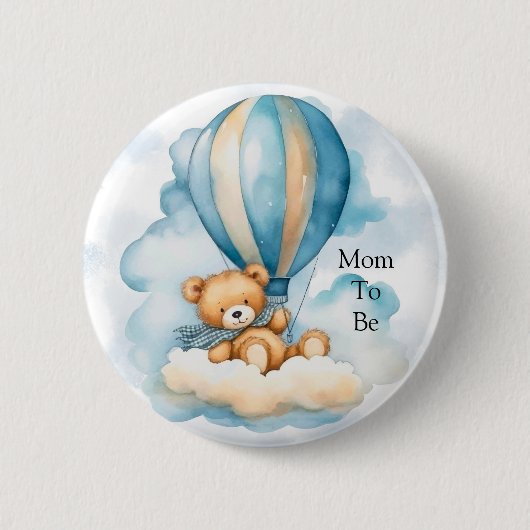 Niedliche Teddy Bär Hot Air Balloons Boy Baby Dusc Button (Vorderseite)