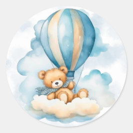 Niedliche Teddy Bär Hot Air Balloons Boy Baby Dusc Runder Aufkleber