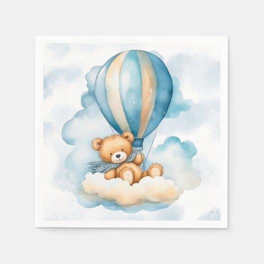 Niedliche Teddy Bär Hot Air Balloons Boy Baby Dusc Serviette (Vorderseite)