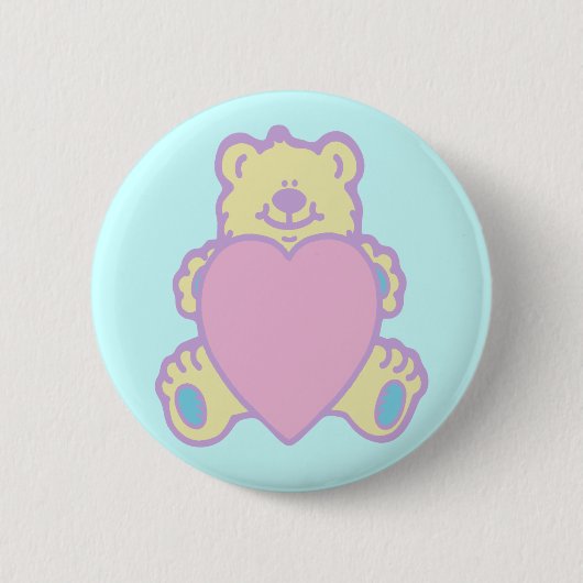 Niedliche Teddy Bär Liebe Herz Button (Vorderseite)