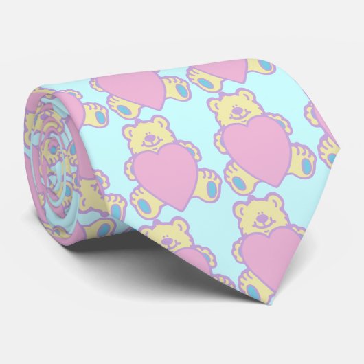 Niedliche Teddy Bär Liebe Herz Krawatte (Gerollt)