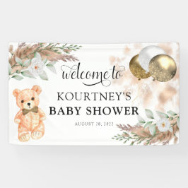 Niedliche Teddy Bär Neutral Baby Dusche Willkommen Banner