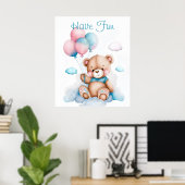 Niedliche Teddy Bären Balloons Tierwerbung Poster (Heimbüro)