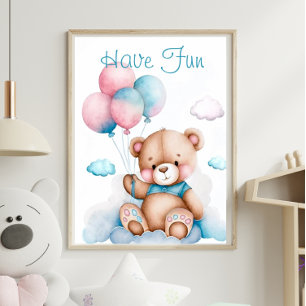 Niedliche Teddy Bären Balloons Tierwerbung Poster