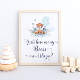 Niedliche Teddy Bären Blue Balloons schätzen, wie  Poster