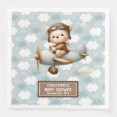 Niedliche Teddy Bären Pilot Napkins Baby Boy Celeb Serviette (Vorderseite)