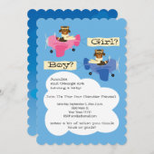 Niedliche Teddy Bären Piloten Flugzeug Geschlecht Einladung (Vorne/Hinten)