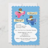 Niedliche Teddy Bären Piloten Flugzeug Geschlecht Einladung (Vorderseite)