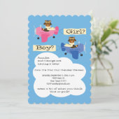 Niedliche Teddy Bären Piloten Flugzeug Geschlecht Einladung (Stehend Vorderseite)