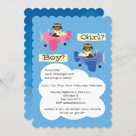 Niedliche Teddy Bären Piloten Flugzeug Geschlecht Einladung