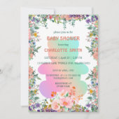 Niedliche Teddy Bärenwasser-Farbverlauf Babydusche Einladung (Vorderseite)