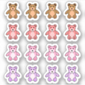 Niedliche Teddy Bars farbenfroh dekoriert Mini-Pla Aufkleber (Vorderseite)