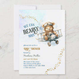 Niedliche Teddy Bear Airplane Baby Boy Dusche Einladung