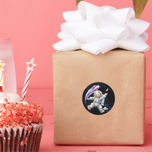 Niedliche Teddy Bear Astronaut Galaxy Stickers (Party)
