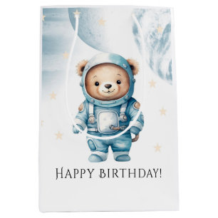 Niedliche Teddy Bear Astronaut Geburtstagspartei Mittlere Geschenktüte
